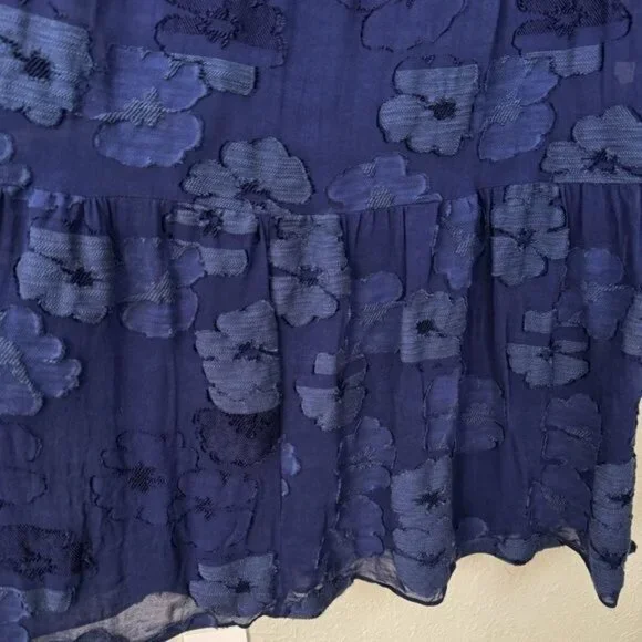 Shoshanna midnight navy blue floral embossed off shoulder maxi dress Prom 4 - Picture 7 of 15